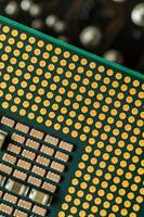 closeup macro de um chip de processamento da CPU do computador foto