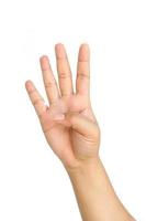 mão mostrando quatro dedos foto