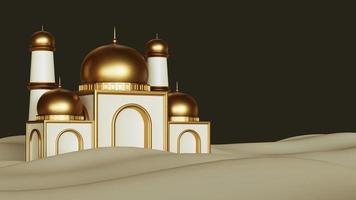 fundo de saudações ramadan kareem com mesquita decorativa no pódio, realista 3d islâmico foto