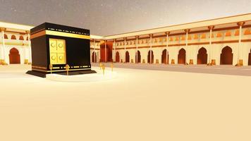 3d renderização kaaba na cidade de meca foto