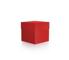 caixa de pacote em branco vermelha. isolado no fundo branco. renderização 3D foto