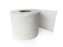 papel higiênico, rolo de papel de seda isolado no fundo branco foto