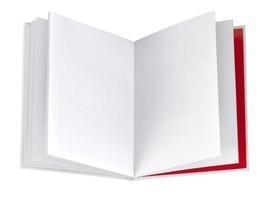 close-up de um livro branco em branco sobre fundo branco foto