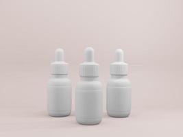 frasco conta-gotas com maquete 3d de etiqueta branca foto