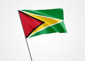 bandeira da Guiana voando alto no fundo branco isolado. 26 de maio dia da independência da guiana coleção de bandeira nacional mundial coleção de bandeira nacional mundial foto