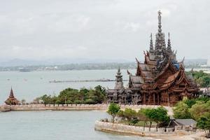 close-up, templo da verdade em pattaya, tailândia, vista de cima foto