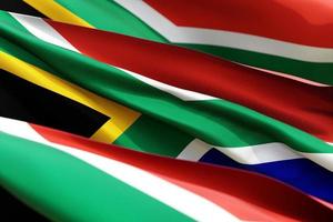 a bandeira nacional da república sul-africana de têxteis fecha em três versões, foco suave foto