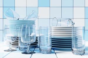 ilustração 3d realista de um conjunto vazio de pratos. foto