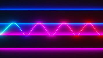 3d renderização de flash neon e luz brilhando na cena escura. linhas em movimento de luz de velocidade. foto