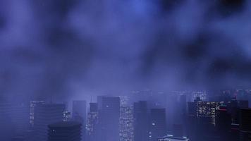 3d renderização do conceito de paisagem de cidade noturna cyber punk. luz brilhando na cena escura. vida noturna. rede de tecnologia para 5g. além da geração e futurista da capital da ficção científica e da cena do edifício. foto