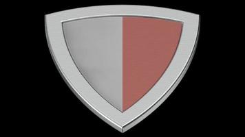escudo vermelho prata medieval ilustração 3d renderização foto