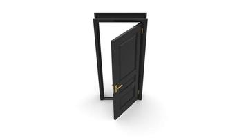 ilustração criativa de porta aberta e fechada, porta realista de entrada isolada no fundo 3d foto