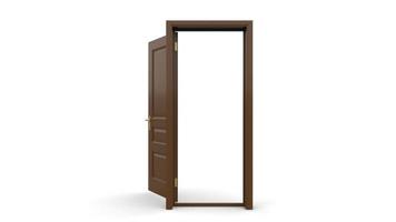conjunto de ilustração 3d isolada de porta de madeira diferente renderização em fundo branco foto