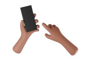 celular na mão com fundo branco. renderização em 3D foto