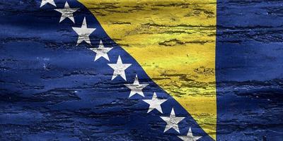 bandeira da bósnia e herzegovina - bandeira de tecido acenando realista foto