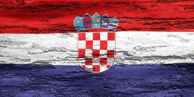 ilustração 3D de uma bandeira da croácia - bandeira de tecido acenando realista foto