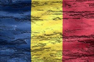 ilustração 3D de uma bandeira da Romênia - bandeira de tecido acenando realista foto