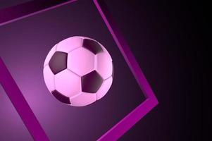 bola de futebol 3d clássica em um fundo roxo foto