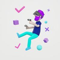 homem 3d usando metaverso de fone de ouvido de realidade virtual foto