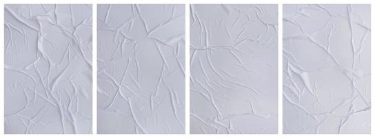 conjunto de modelos de papel enrugado. papel em branco molhado para pôster e texto. fundos de textura de papel amassado para vários fins foto