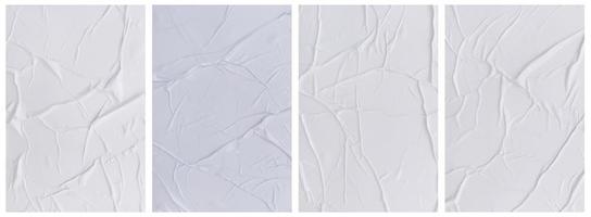 conjunto de modelos de papel enrugado. papel em branco molhado para pôster e texto. fundos de textura de papel amassado para vários fins foto