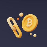 símbolo de link blockchain, conceito de criptomoeda, bitcoin, renderização minimalista de style.3d. foto