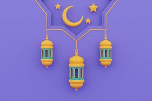 3D saudações do Ramadã, feriado islâmico, raya hari, eid al adha, renderização em 3d. foto
