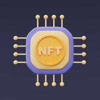 conceito de tokens não fungíveis nft, arte criptográfica, tecnologia de inovação, renderização em 3d. foto