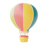 balão de ar quente colorido isolado no fundo branco, elementos de praia de verão, renderização em 3d. foto