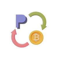transfira bitcoin para paypal, troque criptomoeda, renderização minimalista de style.3d. foto