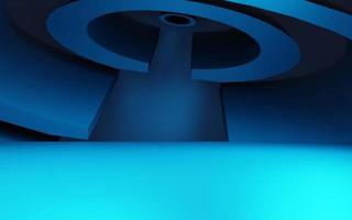 renderização 3D de fundo geométrico abstrato azul. conceito cyberpunk. cena para publicidade, tecnologia, vitrine, banner, cosméticos, moda, negócios. ilustração de ficção científica. exibição do produto foto