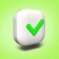 3d renderizar ícone de símbolo de marca de seleção verde, transparente, png foto