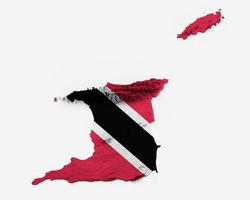 bandeira do mapa de trinidad e tobago mapa de altura de cor de relevo sombreado em fundo branco ilustração 3d foto