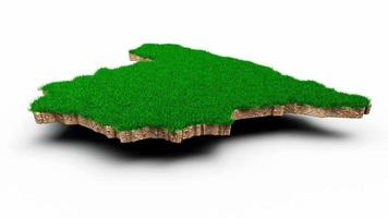 espanha mapa solo geologia terra seção transversal com grama verde e textura do solo de rocha ilustração 3d foto