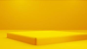 renderização 3D de fundo mínimo abstrato laranja amarelo vazio com pódio. cena para design de publicidade, anúncios de cosméticos, show, banner, moda, crianças, criança, tecnologia. ilustração. exibição do produto foto