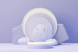 3d renderização do pódio de beleza com muito peri cor do design do ano 2022 para apresentação de produtos e publicidade. céu pastel mínimo e cena de terra sonhadora. conceito de romance. foto