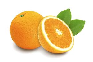 fruta laranja fresca isolada no fundo branco com traçado de recorte. foto