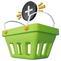 ilustração de ícone 3d de cesta de compras para seu site, interface de usuário e apresentação. ilustração de renderização 3D. foto