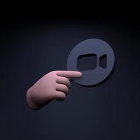 mão segurando o ícone de chamada de vídeo. ilustração de renderização 3D. foto
