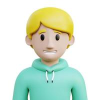 Perfil de personagem masculino de renderização 3D com suéter verde menta e cabelo loiro, backgorund branco isolado bom uso para web design foto