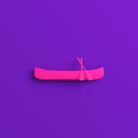 canoa rosa com remos no fundo roxo. conceito de minimalismo foto