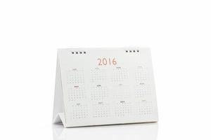 calendário espiral de mesa de papel branco 2016.