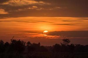 paisagem rural os campos ao nascer do sol de manhã e lindo céu foto