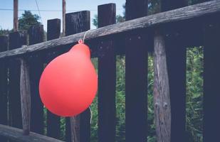 balão vermelho na cerca do jardim foto