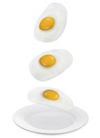 ovos fritos caindo. com uma placa na parte inferior foto