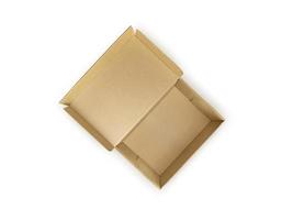 caixas de embalagem em branco - maquete aberta, isolada no fundo branco foto
