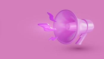 alto-falante megafone rosa sobre fundo rosa. ilustração de renderização 3D. foto