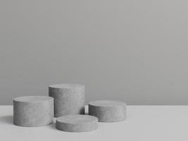 pedestal de concreto para exposição de produtos com fundo cinza. renderização 3D. foto