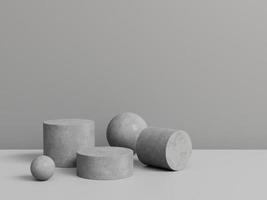 pedestal de concreto para exposição de produtos com fundo cinza. renderização 3D. foto