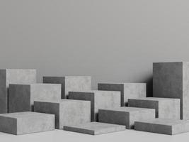 pedestal de concreto para exposição de produtos com fundo cinza. renderização 3D. foto